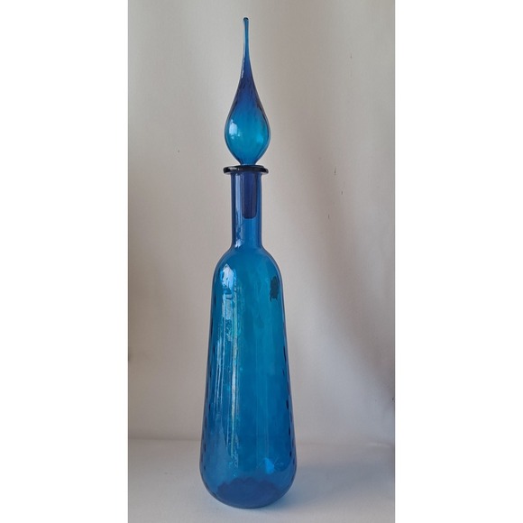 Vintage Blue Optic Italian Empoli Genie Bottle